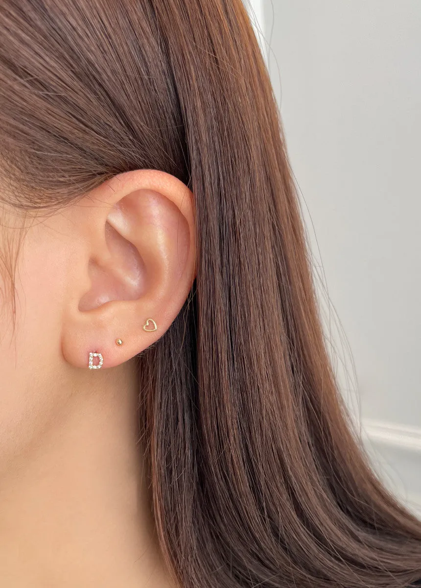 14K Real Gold Alphabet Initial Tragus Cartilage Forward Helix Conch Earring 6MM Bar Length Piercing