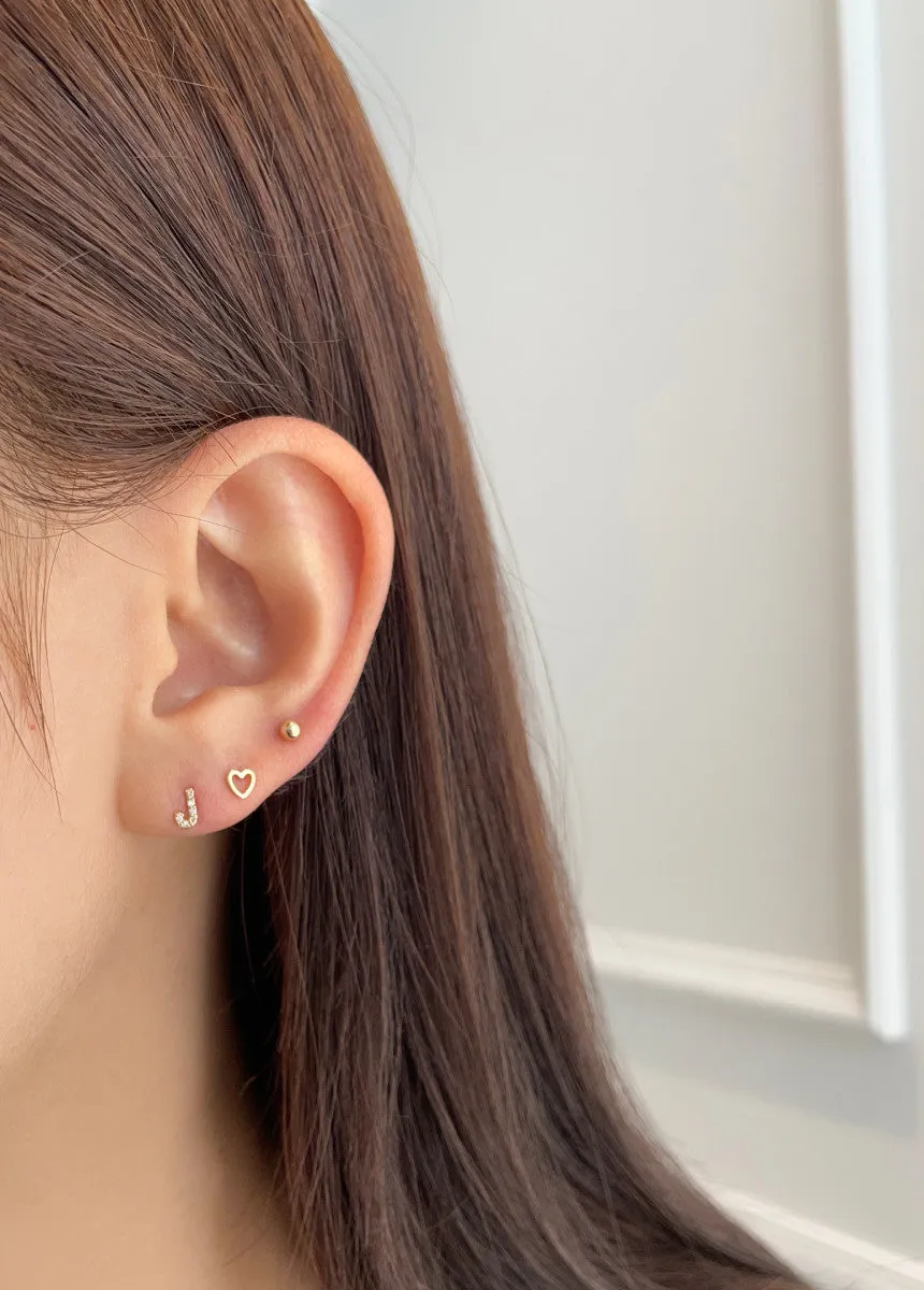 14K Real Gold Alphabet Initial Tragus Cartilage Forward Helix Conch Earring 6MM Bar Length Piercing