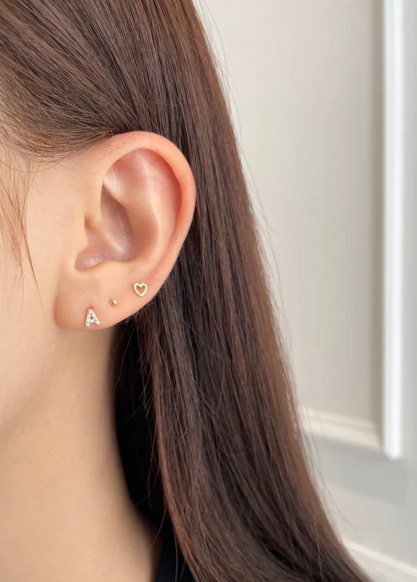 14K Real Gold Alphabet Initial Tragus Cartilage Forward Helix Conch Earring 6MM Bar Length Piercing