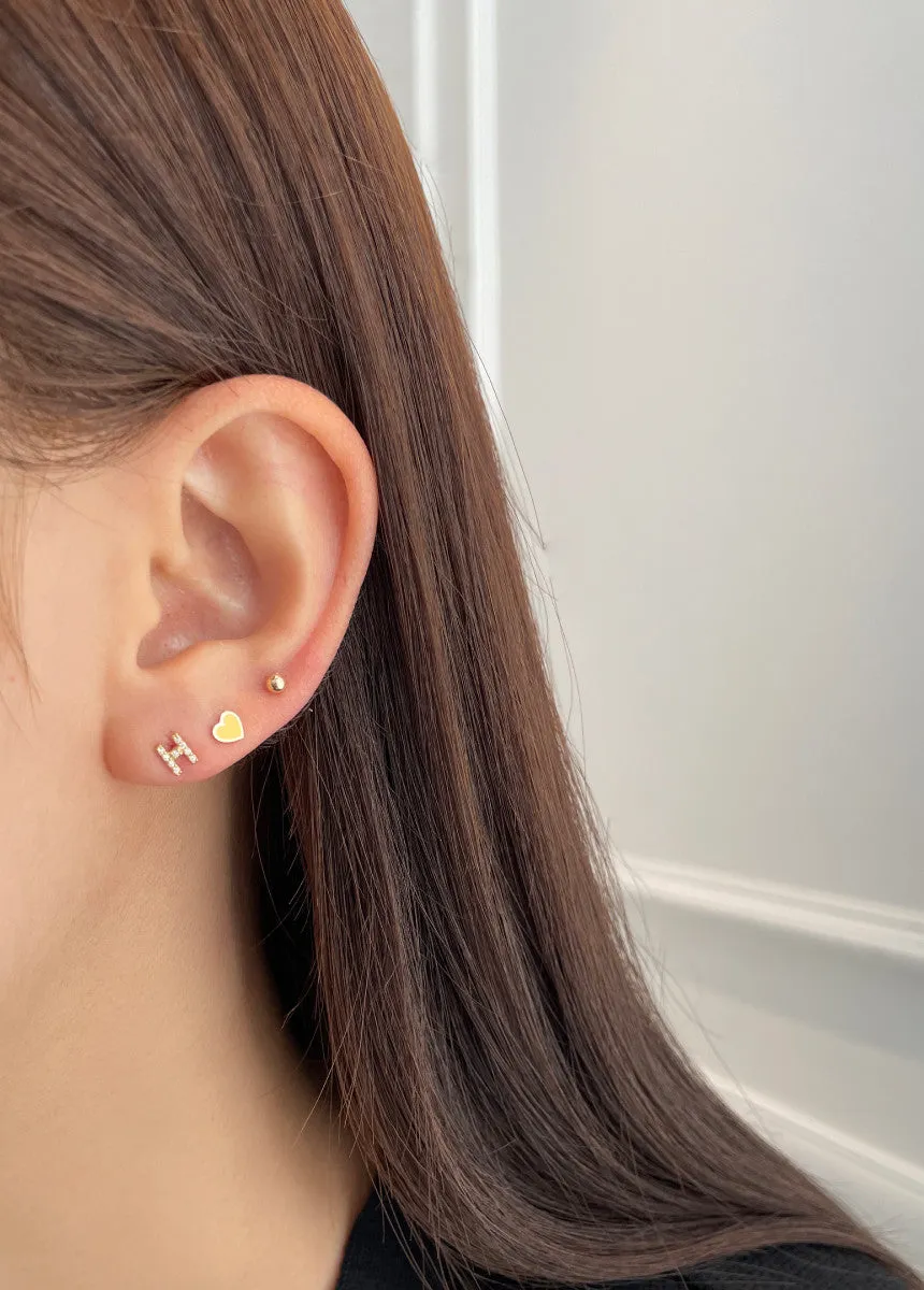 14K Real Gold Alphabet Initial Tragus Cartilage Forward Helix Conch Earring 6MM Bar Length Piercing