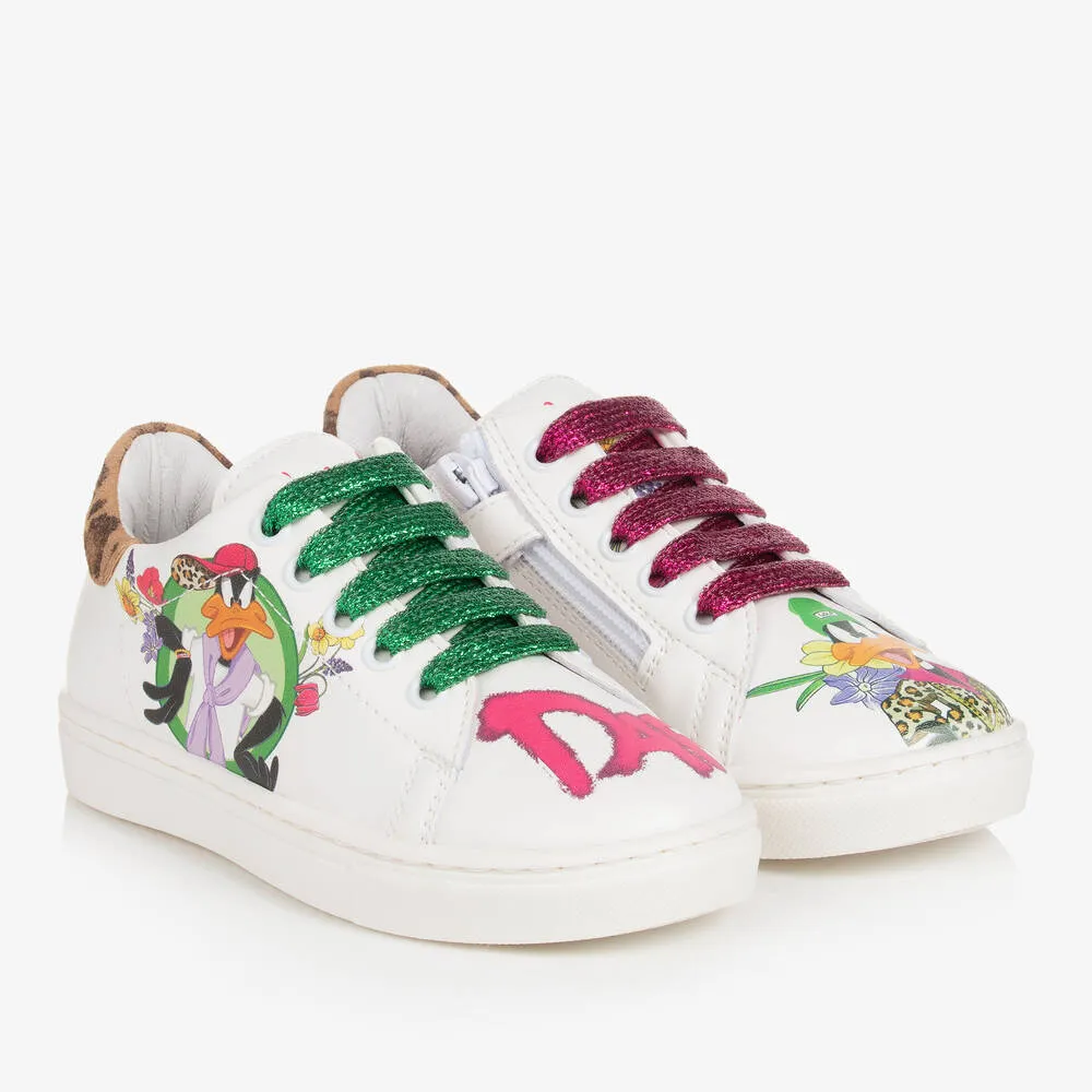 Girls White Looney Tunes Trainers