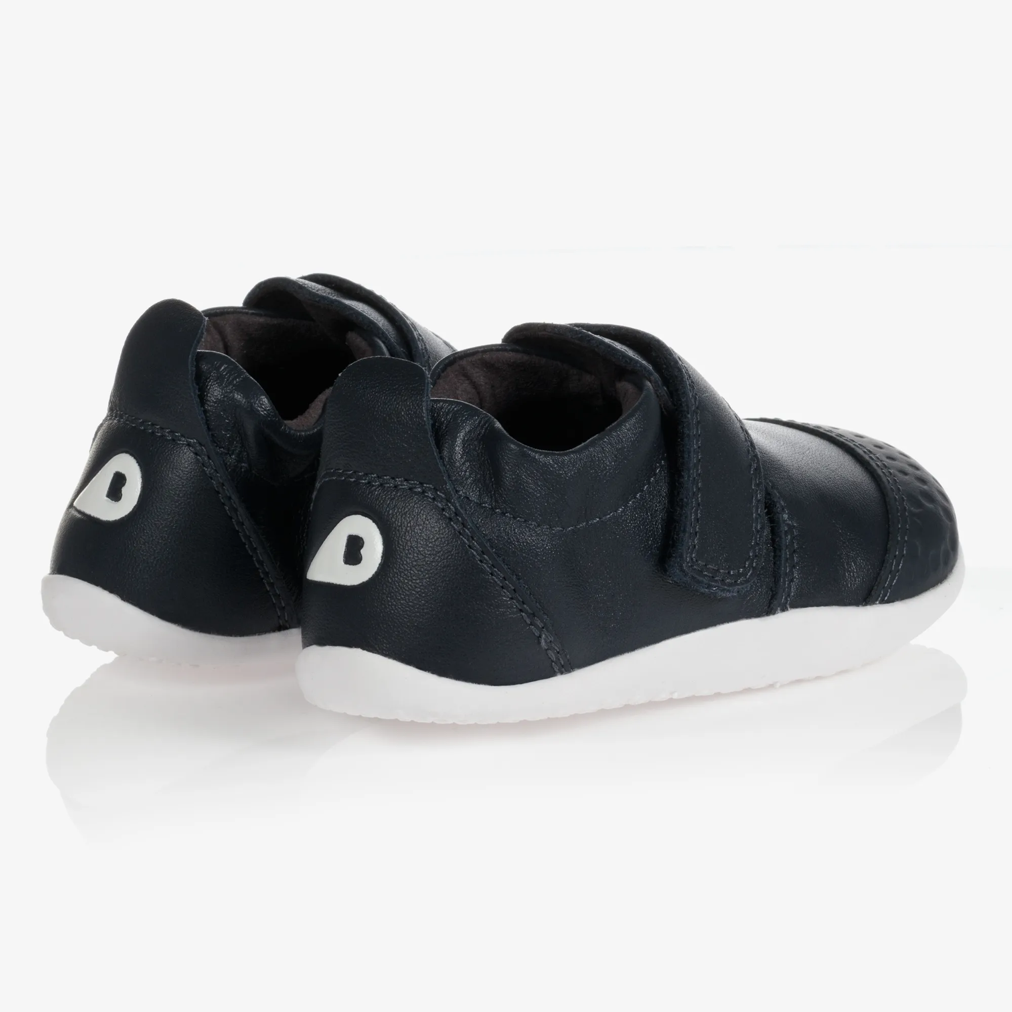 Navy Blue Leather Baby Trainers