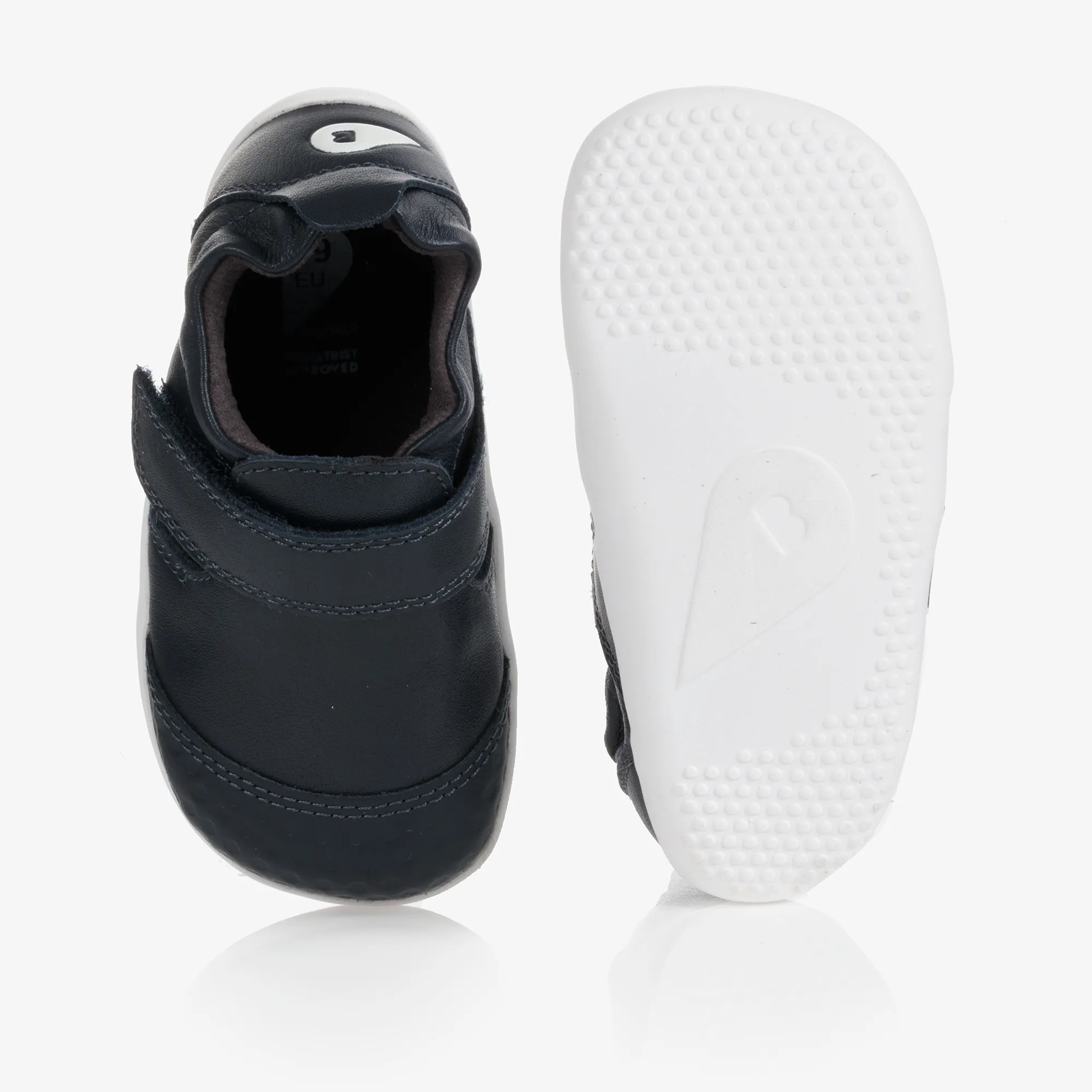 Navy Blue Leather Baby Trainers